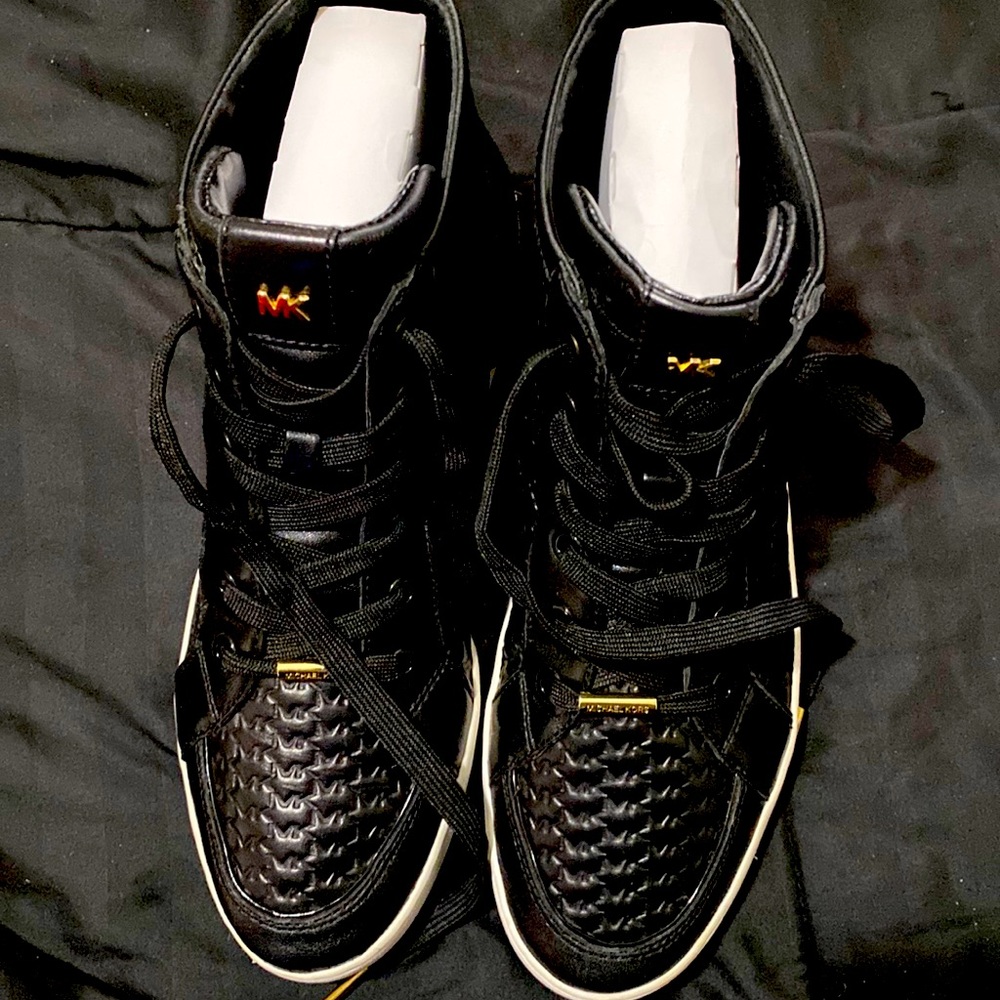 PRICE DROP-Michael Kors -Colby Embossed High-Top Sneakers - Black - Size 9.5